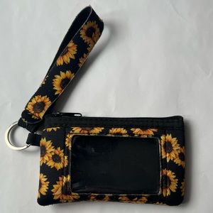 Sunflower Wristlet Clutch Black and Yellow